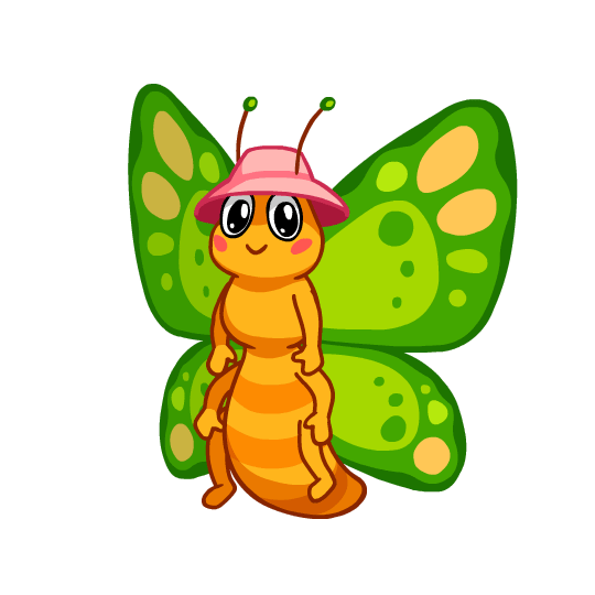 Mila the butterfly fluttering hello